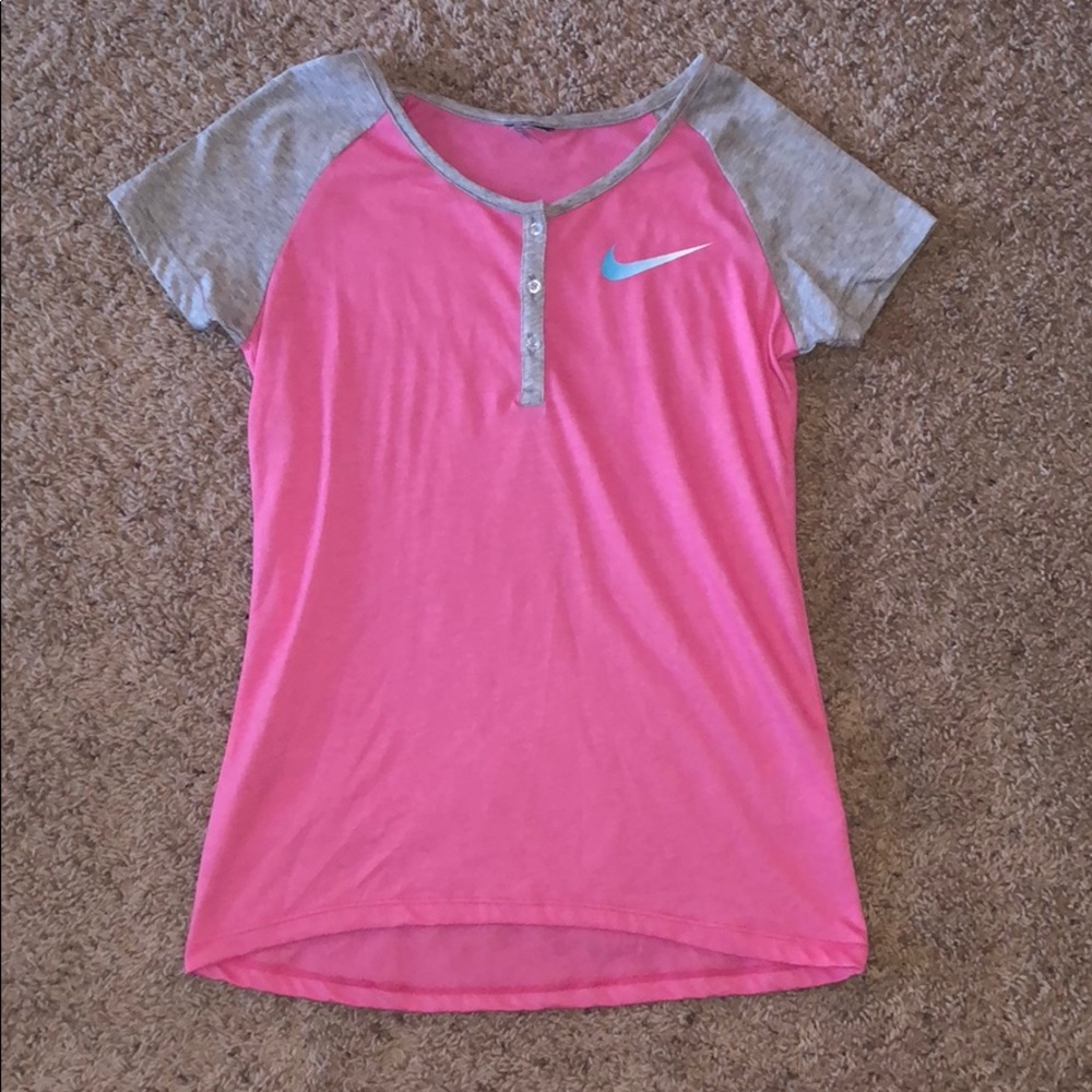 Pink Nike Half Button Up Shirt